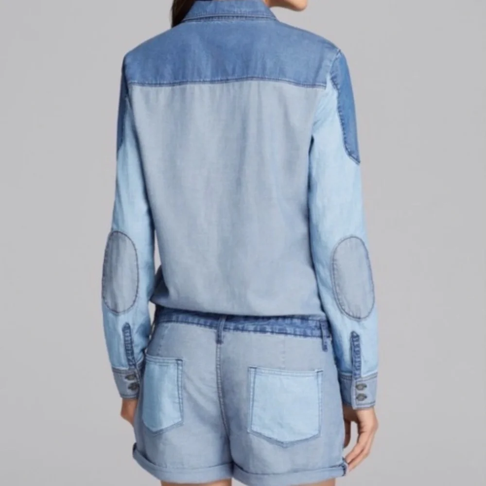 PAIGE Demin Blue Long Sleeve Romper w/ pockets - M